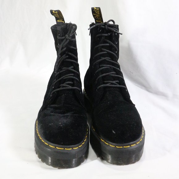 DR MARTEN'S Jadon Black Velvet Platform Zip/Lace Up Boots 12 US Wmn 11 US Men - Picture 3 of 14